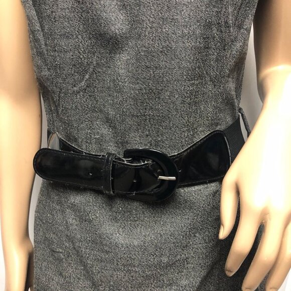 BCX Dress Size 11 Gray Black Cap Sleeve Stylish Shift with Belt - Picture 3 of 9